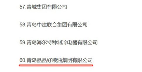 青岛民企百强榜单出炉 青岛品品好粮油集团连年登榜