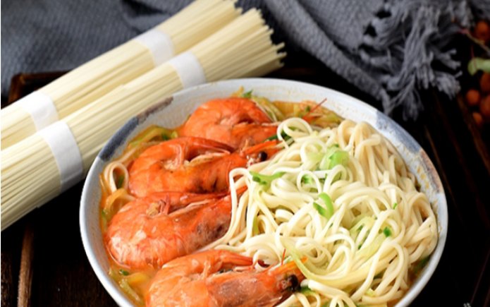 品品好粮油面条做法大全之品品好鲜虾萝卜丝热汤面